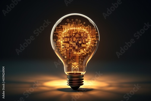 a light bulb with a circuit inside of it photo
