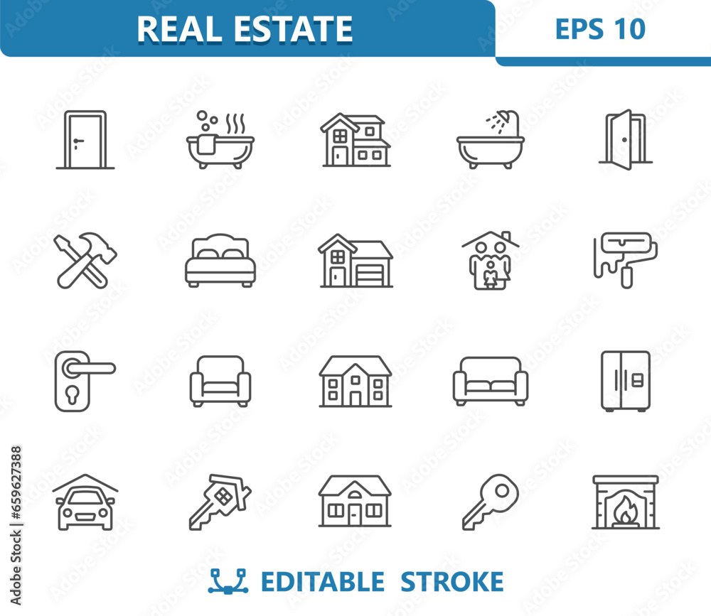 Home Icons. Real Estate, House, Household, Building, Furniture