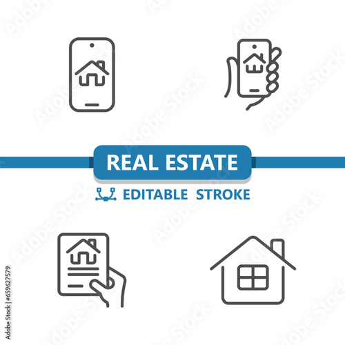 Wallpaper Mural Real Estate Icons. House, Home, Hand, Smartphone, Contract, Lease Icon Torontodigital.ca