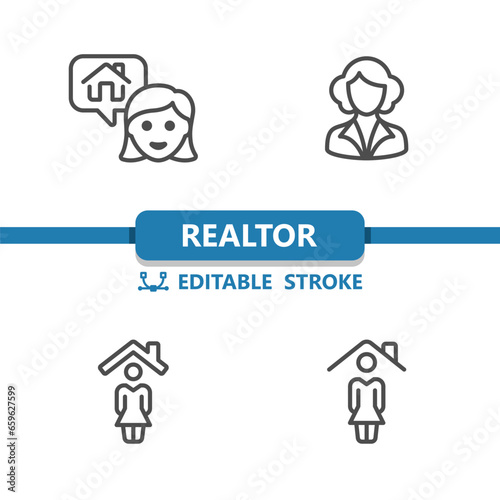 Realtor Icons. Real Estate Agent, House, Home Owner Icon