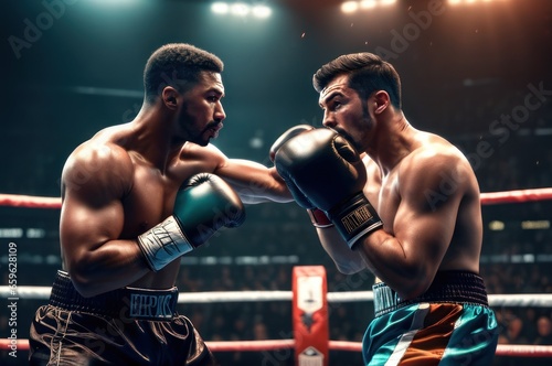 Two men with boxing gloves are facing each other