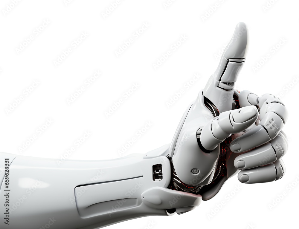 Naklejka premium White Cyborg Robotic Arm, isolated 