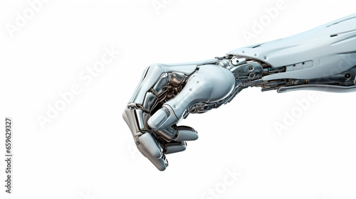 White Cyborg Robotic Arm, isolated 