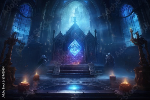 dark fantasy interior of a magic cathedral, ai tools generated image