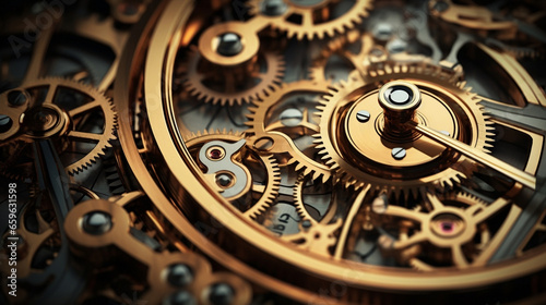 Macro clockwork metal old mechanics time watch gears technology clock