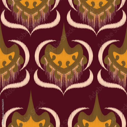 Ethnic abstract ikat art. Seamless pattern in tribal, folk embroidery, for carpets, wallpapers, garments, wrapping, fabrics, coverings, textiles and more	