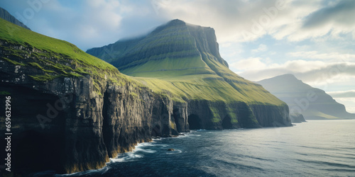 The Faroe Islands with steep cliffs