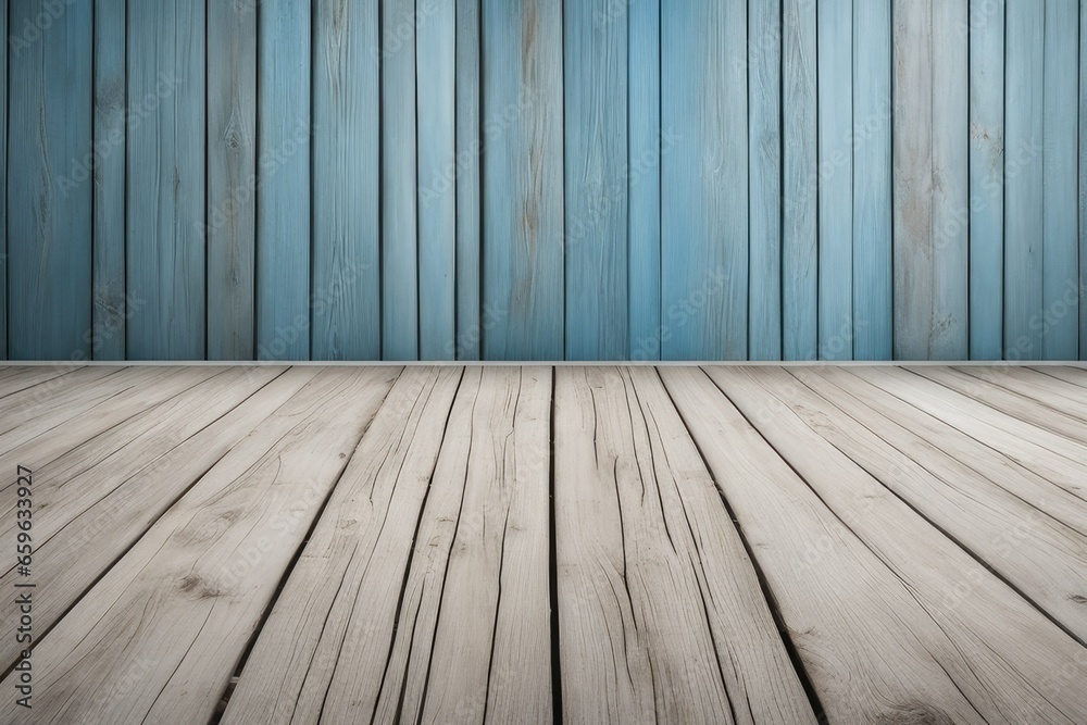 empty wooden floor with blue background ready for product display montage high quality photo empty wooden floor with blue background ready for product display montage high quality photo