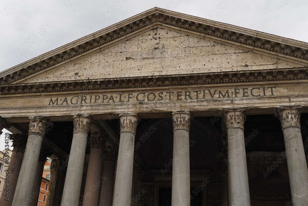 Facade of the Pantheon, Rome, Italy