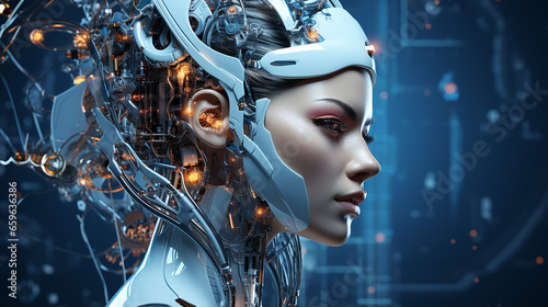 Cyborg woman. 3d rendering  3d illustration. Robot woman. Cyborg-Frau. 3D-Rendering  3D-Illustration. Roboterfrau.