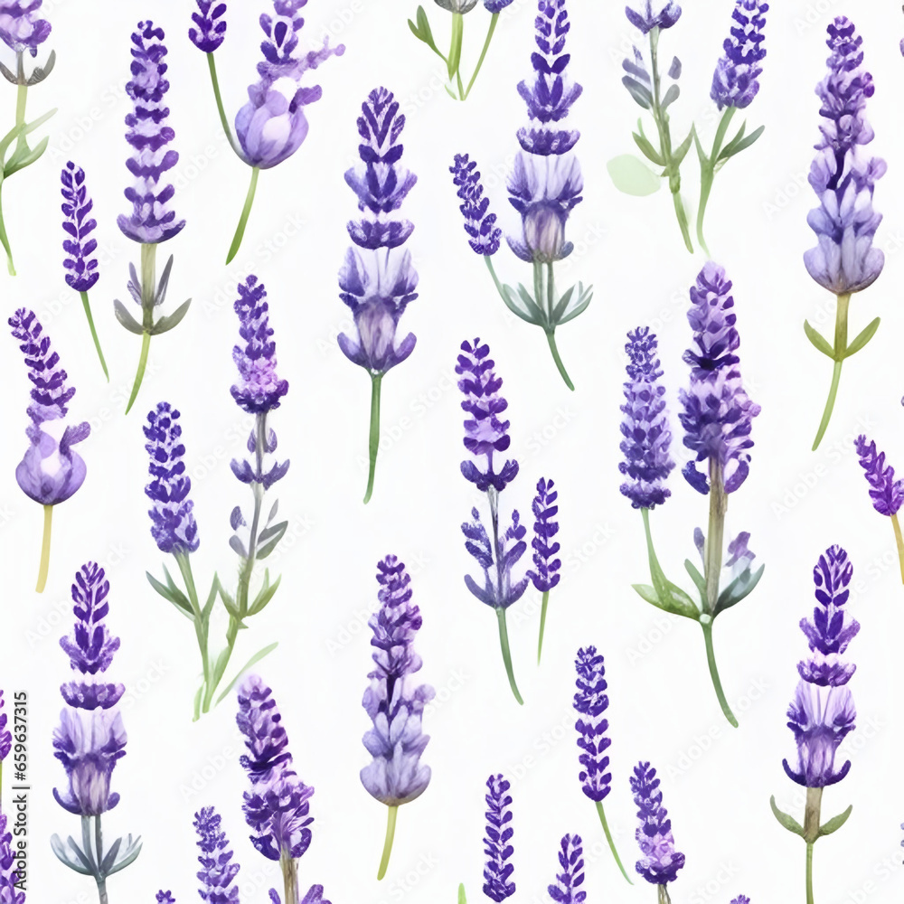 Naklejka premium seamless lavender pattern, generative ai