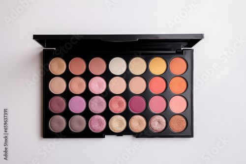 Professional makeup palette case and set, cosmetics, brushes, brushes and sponges.