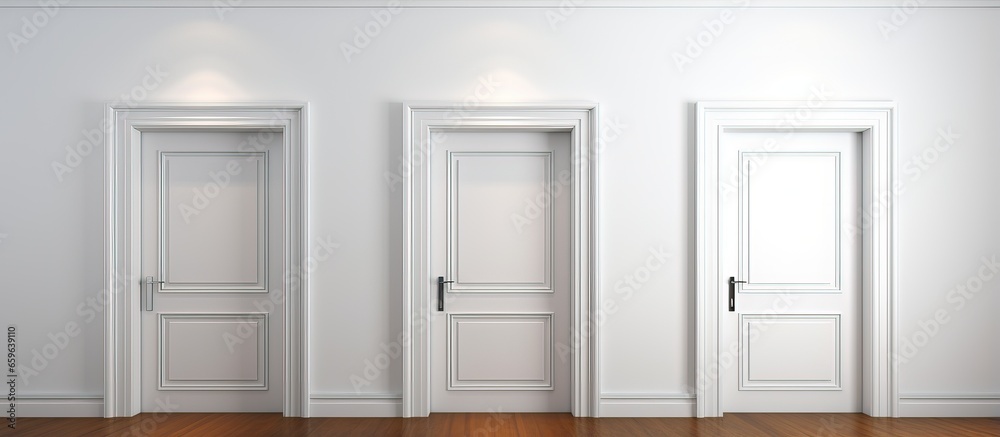 Fototapeta premium White door alone on white background