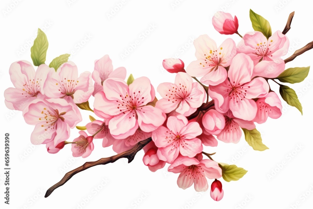 PNG cherry blossoms. Generative AI
