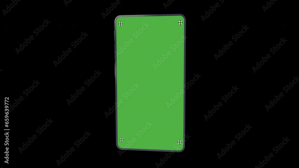 Mobile phone with transparent background - Smartphone slowly rotating with green screen, track marks and alpha channel. 3d render animation Mobile phone with transparent background - Smartphone slowly rotating with green screen, track marks and alpha channel. 3d render animation