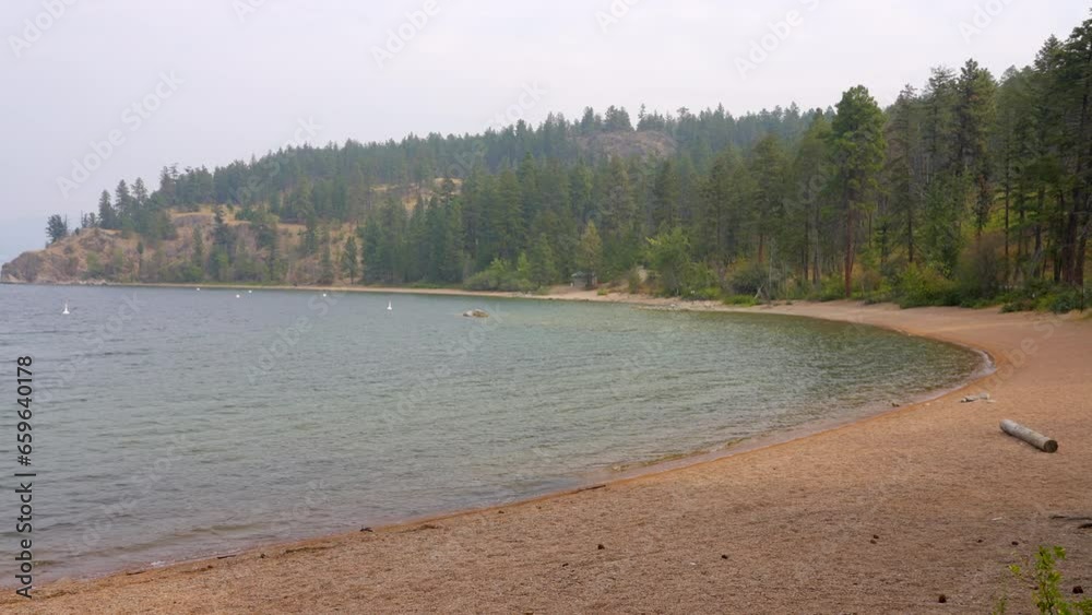 Establishing shot of Mountain Lake with Dramatic Smoke in Vancouver ...