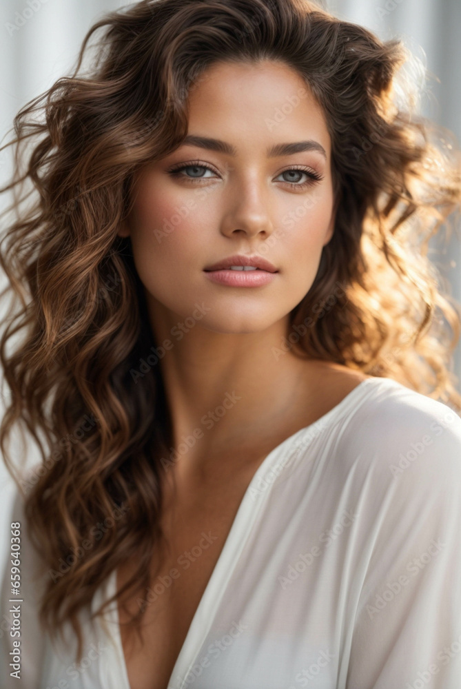 Beautiful young woman with clean fresh skin on white background, Face care, Facial treatment, Cosmetology, beauty and spa concept Beautiful young woman with clean fresh skin on white background, Face care, Facial treatment, Cosmetology, beauty and spa concept