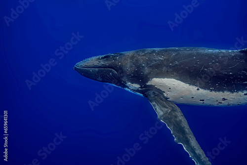 Portrait of a humpback whale (Megaptera novaengliae) underwater © nicolas