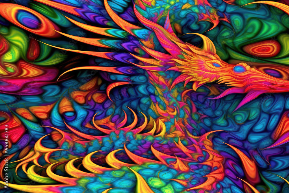 Colorful dragon pattern print Colorful dragon pattern print