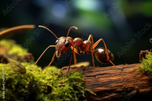 Busy Strong ant on tree. Natural insect. Generate Ai