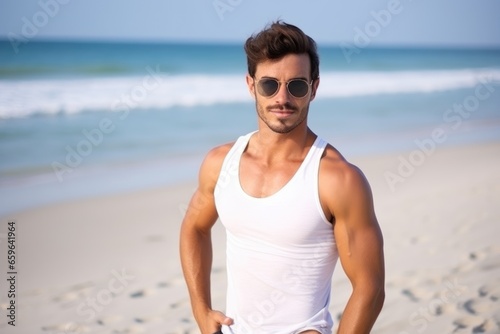 handsome caucasian man on the beach