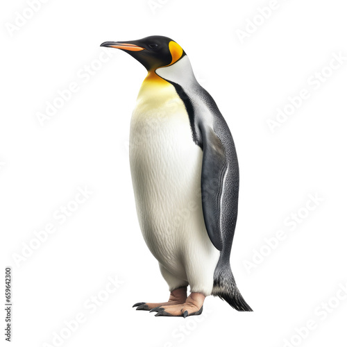 Penguin full body side view isolated on transparent background.