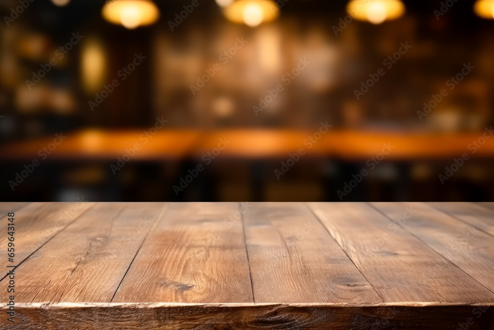 Wooden table in front of blurred background of cafe or restaurant. Wooden table in front of blurred background of cafe or restaurant.