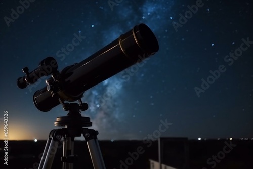 night sky with telescope shadow. Generative AI