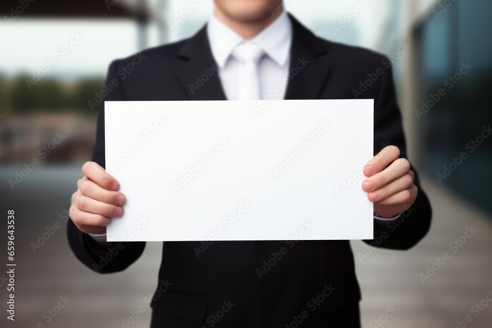 Knowledgeable Busisiness man blank board. Happy man. Generate AI Knowledgeable Busisiness man blank board. Happy man. Generate AI