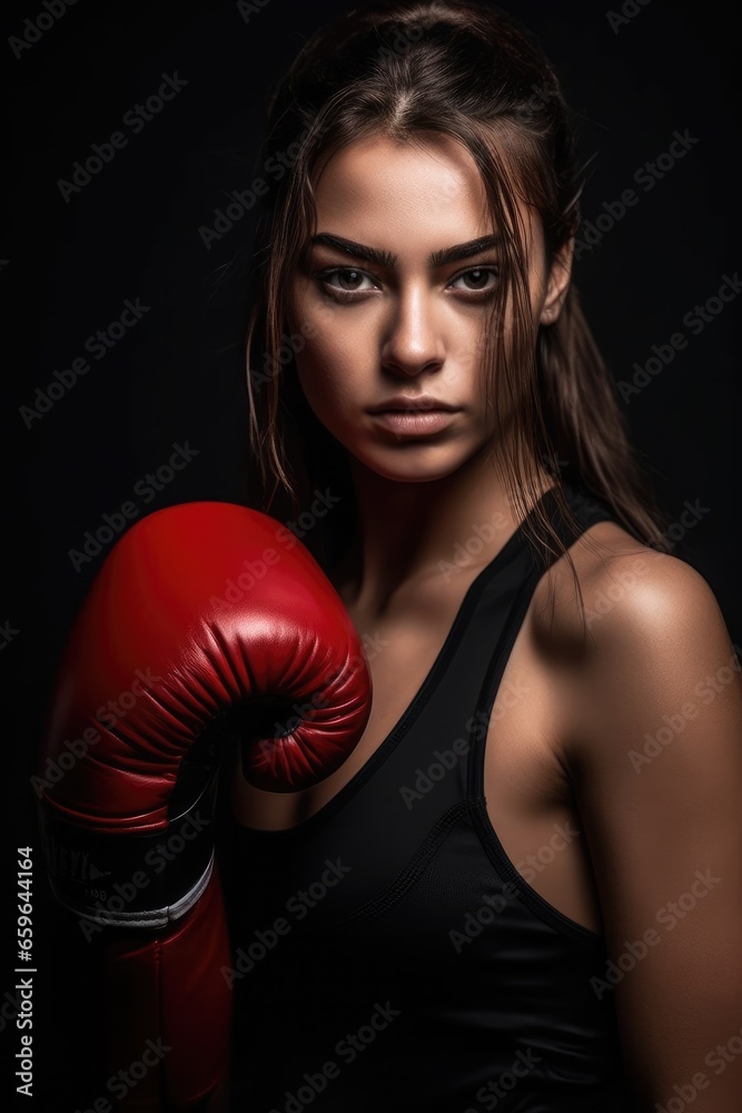 Portrait of woman in boxing gloves Portrait of woman in boxing gloves