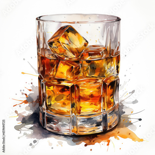 watercolor Whiskey clipart, Generative Ai