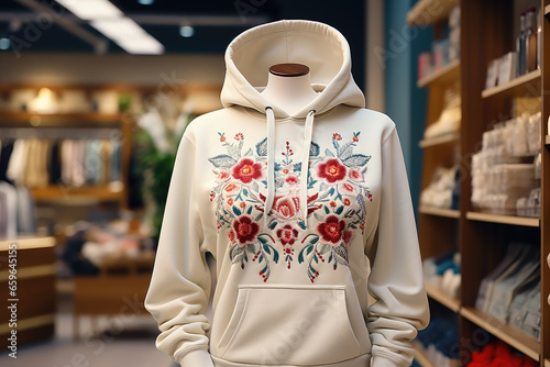 Women's embroidered white hoodie 