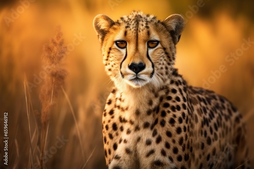 Powerful Wild cheetah animal nature. Face predator. Generate Ai