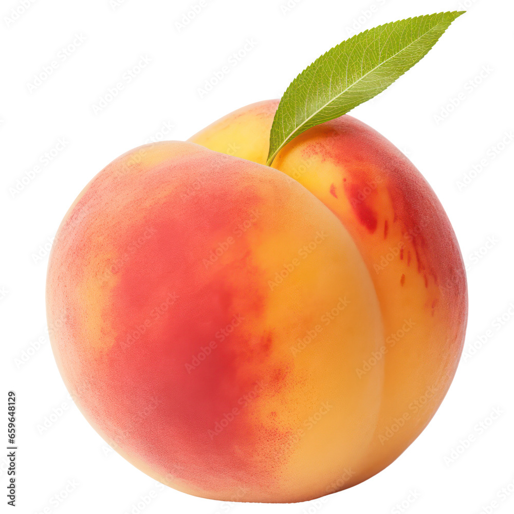 Peach isolated on transparent background, Fruit cutout. Generative AI Peach isolated on transparent background, Fruit cutout. Generative AI