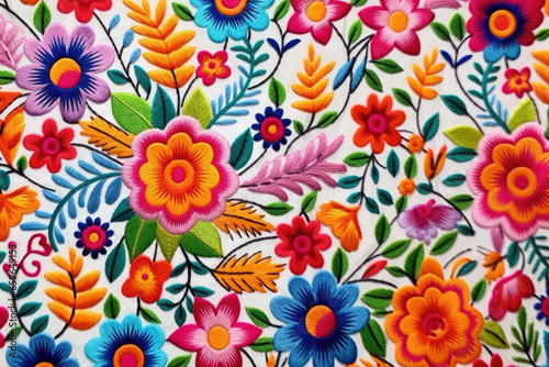Colorful floral embroidery pattern  backdrop  photo