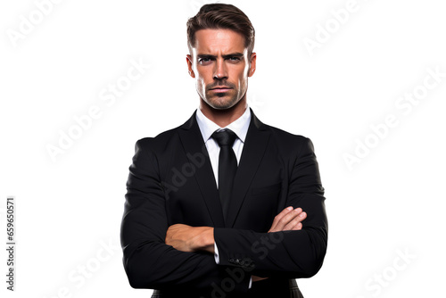 Portrait of a business man, isolated on transparent background.