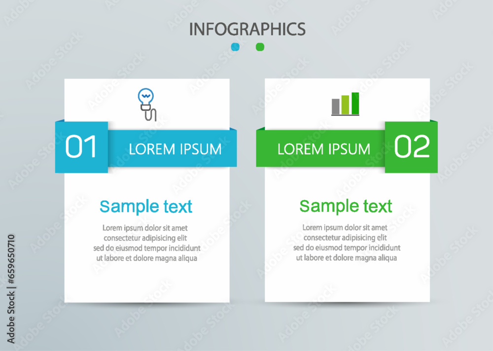 Obraz premium Vector infographic template with icons and 2 options or steps. Can be used for process diagram, presentations, workflow layout, flow chart, info graph