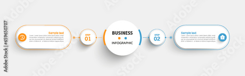 Vector infographic template with icons and 2 options or steps. Can be used for process diagram, presentations, workflow layout, flow chart, info graph