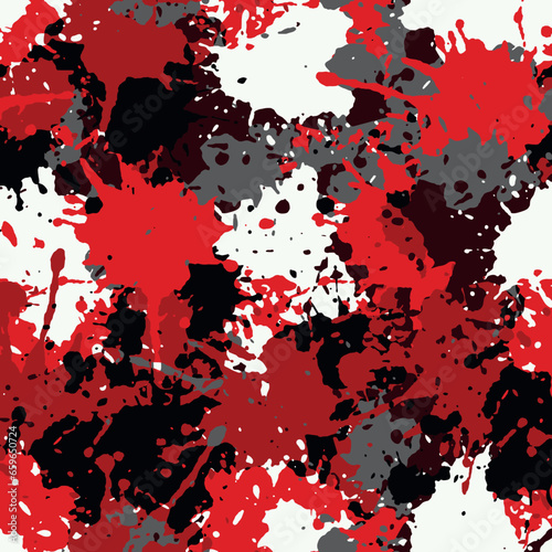 Red and grey splash spots camouflage seamless pattern 