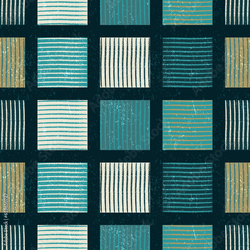 Lines and squares worn out seamless pattern 