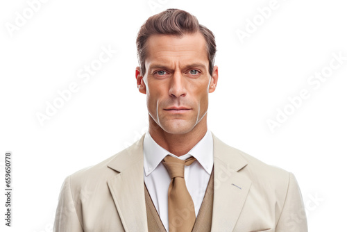 Portrait of a business man, isolated on transparent background.