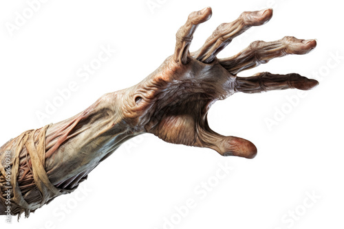 Halloween theme: terrible zombie hand isolated on white background with clipping path