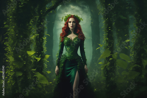 Lady Poison Ivy in a Sacred Garden - Generative AI
