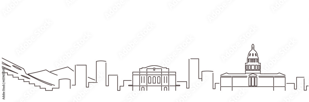 Fototapeta premium Denver Dark Line Simple Minimalist Skyline With White Background