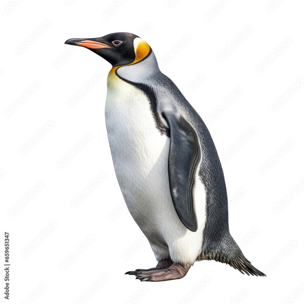Obraz premium Penguin full body side view isolated on transparent background.