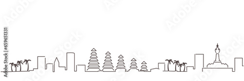 Denpasar Dark Line Simple Minimalist Skyline With White Background