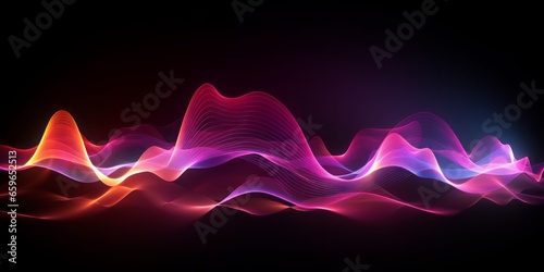 A Cosmic Wallpaper Background Featuring Gold, Vibrant Magenta and Purple Energy Waves Set Against a Black Background, Emanating Mystical and Spiritual Vibrations