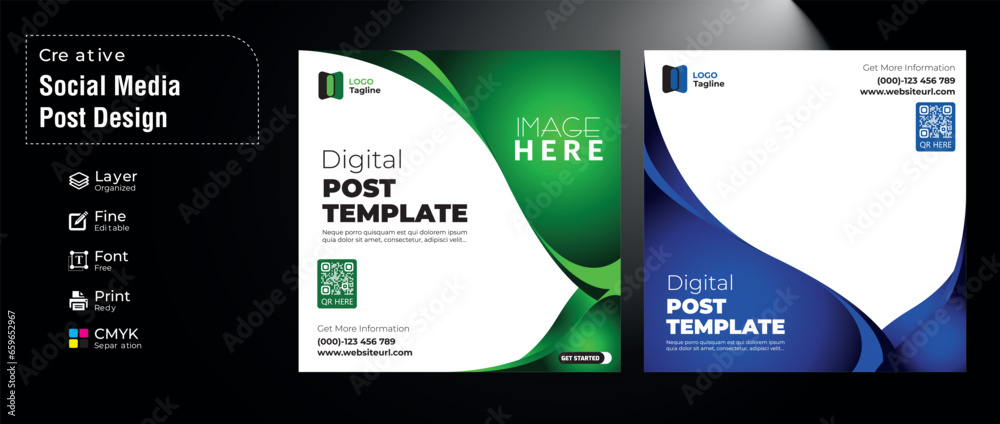 Social Media Post Template Editable CMYK