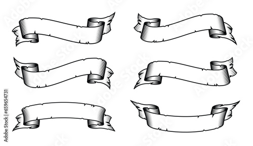 stylish blank vintage tattoo ribbon set