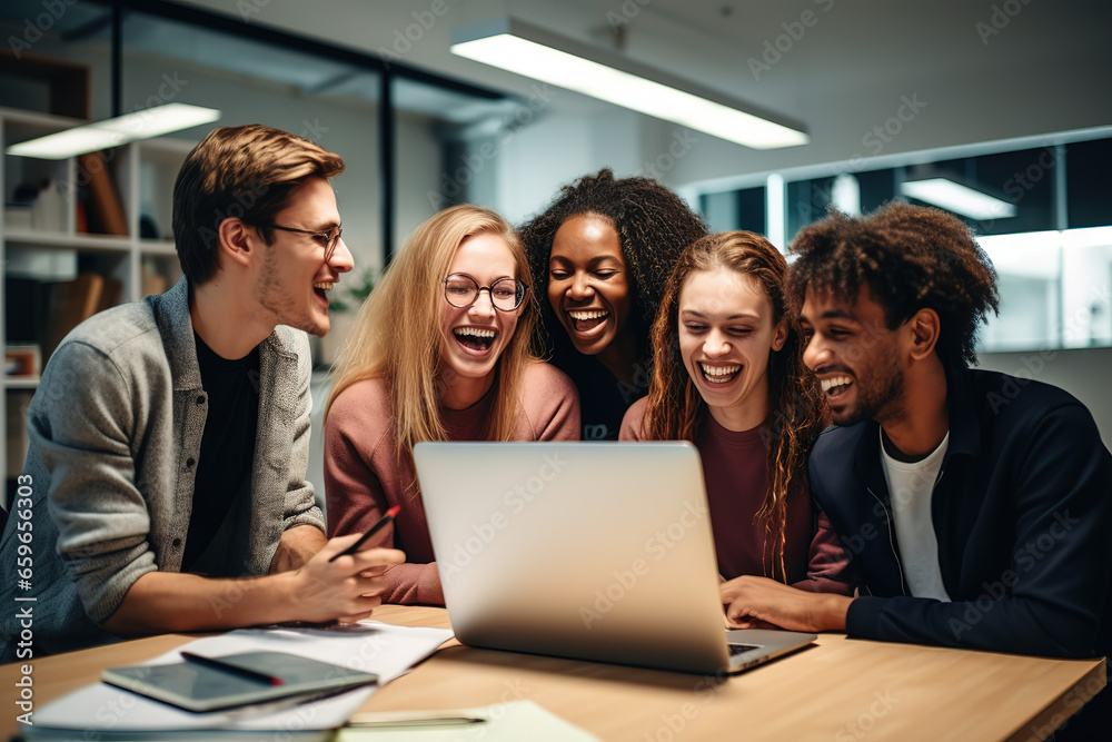 a group of people sitting at a table with laptops a group of people sitting at a table with laptops
